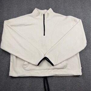 PINK Victoria's Secret Women's M Cream Quarter Zip Fleece Pullover‎ Sweatshirt